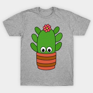 Cute Cactus Design #324: Cactus With Cute Flower In Pot T-Shirt